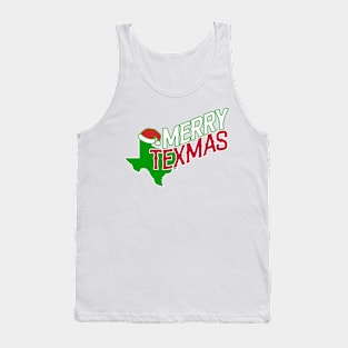 Merry Texmas State with Santa Hat Tank Top